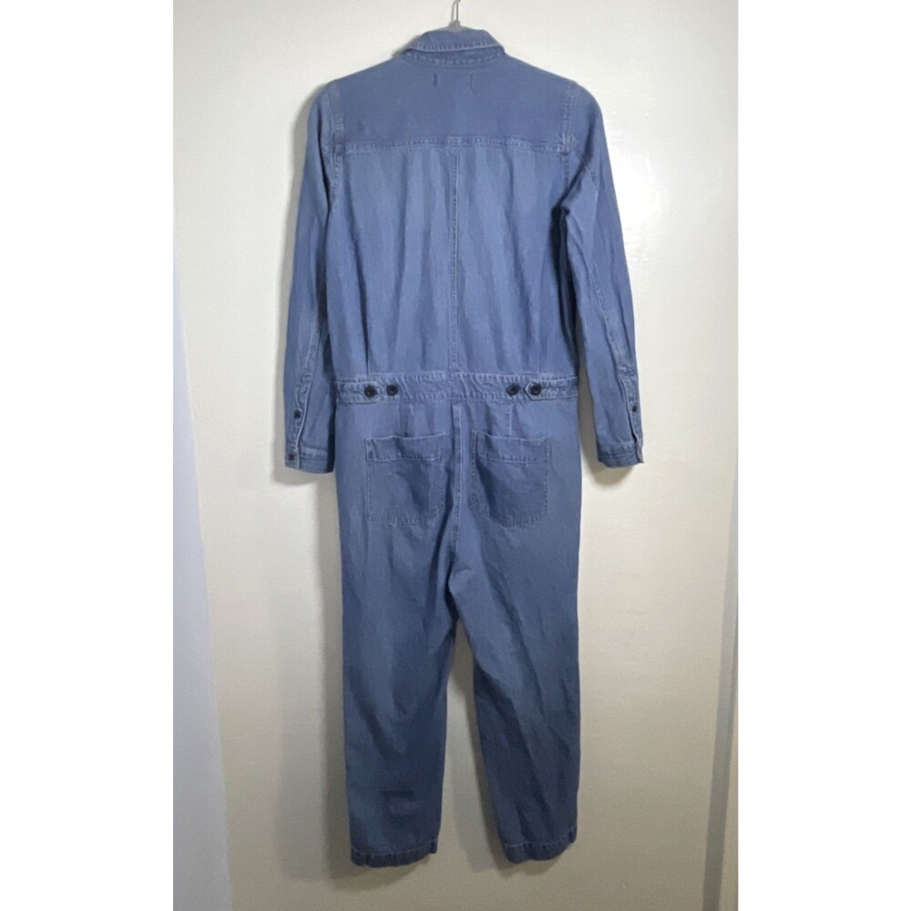 Madewell Womens Coverall Jumpsuit Jean Small Denim Cotton Linen Ankle Blue Zip - Picture 3 of 9